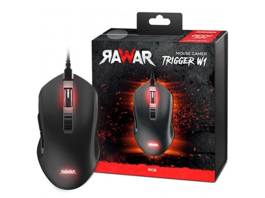 Mouse Gamer Rawar Trigger W1, RGB, 7 Botões, 6000DPI